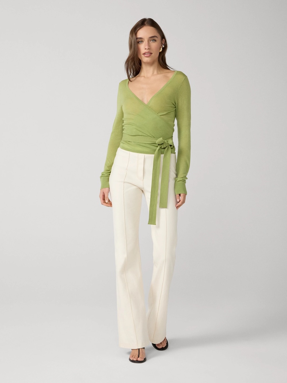 Garnett hill Cashmere Wrap Top - Green